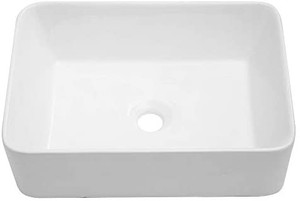 lot 37729 image: Vessel Sink Rectangular - Kichae 19x15x4.5 Freestanding Modern Bathroom Rectangle Above White Porcelain Ceramic Vessel Vanity Sink Art Basin Sink