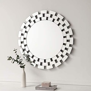 lot 37730 image: Large Wall Mirror Ornate Glass Framed Venetian Decor Mirror Bedroom,Bathroom, Living Room (31.5X 31.5 Cricle