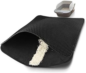 lot 37736 image: Cat Litter Mat, Kitty Litter Box Trapping Mat Large Size 30 X 24, Honeycomb Washable Design Urine Waterproof, Scatter Control Carpet
