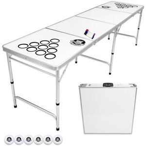 lot 37741 image: GoPong 8 Foot Beer Pong Table with Customizable Dry Erase Surface DAMAGE SEE PICTURES