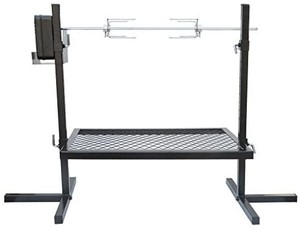 lot 37742 image: Adjustable Outdoor Camping Rotisserie Grill System and Spit Kit with Portable DC 3V Motor and 29 Inch Hexagon Spit Rodpre built