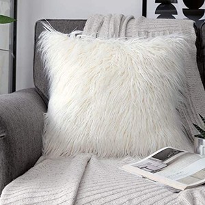 lot 37751 image: Decorative New Luxury Series Merino Style Fur Throw Pillow Case Cushion Cover 23 x 23 White