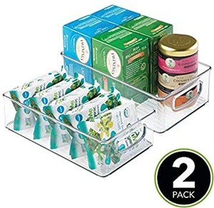 lot 37755 image: Mdesign Stacking Plastic Bathroom Storage Organizer , 2 Pack - Clear 10x6x3