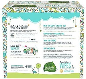 lot 37763 image: Seventh Generation Free & Clear Baby Wipes, Unscented and Sensitive - 2pk128ct Total