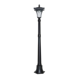 lot 22447 image: J&J Global, LLC Sun-Ray 52-inch Tall Vittoria Solar Lamp Post - Black