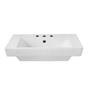 lot 22465 image: American Standard 0641.008.020 Boulevard 8-Inch Center Faucet Holes Pedestal Basin, White