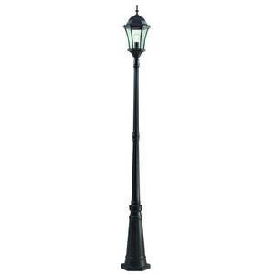 lot 22523 image: Z-Lite 522MP1-BK Wakefield Outdoor Post Light, Aluminum Frame, Black Finish and Clear Beveled Shade of Glass Material