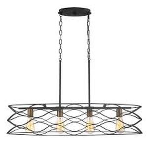 lot 22477 image: quoizel lighting unity 4light pendant mottled black with gold finish