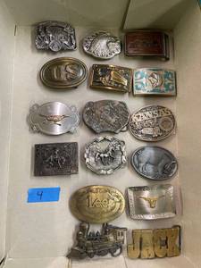 lot 4 image: LOT of 16 Brass Belt Buckles - Misc., Plated