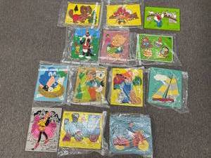 lot 30 image: Lot of 13 Vintage Toys including Wood Playskool, Connor Toy, Puzzles, etc.