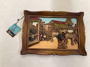lot 128 image: Syroco Carved Western Picture