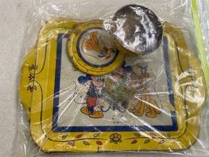 lot 129 image: Mickey And Friends Tin Saucer Cup & Tray