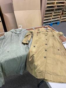 lot 151 image: (2) Vintage 1940s Girl Scout Uniform Dress With Patches, Brown