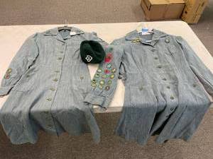lot 152 image: (2) Vintage 1943 Intermediate Girl Scout Dress Uniforms