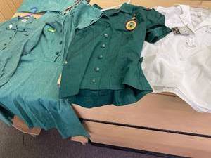 lot 158 image: (3) Girl Scout Senior Uniform & (1) White Blouse