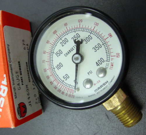 lot 9016 image: New Marsh Instrument J1460M air or hydraulic 400 PSI KPA shop gauge 2 OD 14 NPT
