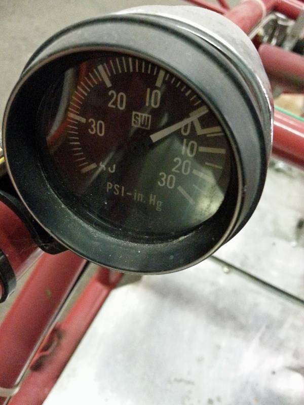 lot 1466 image: This lot is for the Stewart Warner turbo or super charger Boost Gauge and the chrome mounting cup with the steel braided line included.