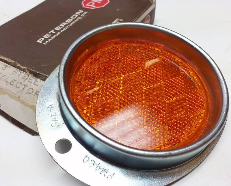 lot 1442-2 image: Great for any trailer sign post driveway marker or any place you need an Amber oval bright reflector.
