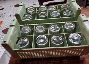 lot 3022 image: Lot of 16 Medium Glasses with 2 Green Dish Wash Rack&nbsp