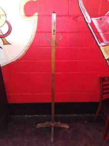 lot 1034 image: Wood CoatHat Stand With Metal Hooks