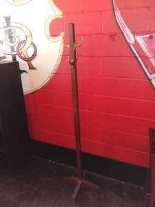 lot 1035 image: Wood CoatHat Stand With Metal Hooks