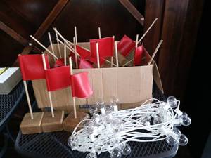 lot 1045 image: Mega Lot Of Red Flags For Table With A String Of Cool Lights