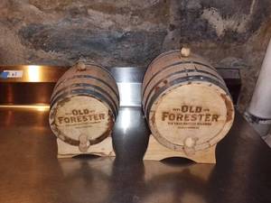 lot 1103 image: Pair of Old Forester Wood Mini Barrels