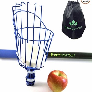 lot 3221 image: Fruit Picker 12 Extension Pole - Preassembled - Easy to Attach Twist-On Basket, Lightweight & High-Grade Aluminum  Bonus Fruit Carrying Bag