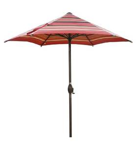 lot 3222 image: Abba Patio 7.5ft Patio Umbrella - Outdoor Market or Table Umbrella w Push Button Tilt & Crank for Garden - Red Stripe