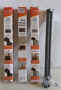 lot 3224 image: Lot of 4 - EasyBaby Indoor Retractable Safety Baby Gates  2 Black & 2 Grey - Model Numbers E70113, E70116 & E70117