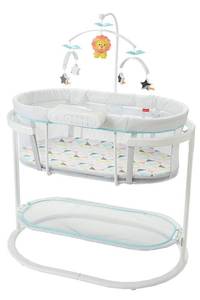 lot 3228 image: Fisher-Price Soothing Motions Bassinet With Mobile - Windmill Design - Age Range 0 - 6 months  Assembled & Ready to Go