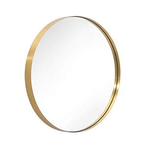 lot 3246 image: ANDY STAR Gold Round Mirror, 24 Inch Brass Circle Mirror w Brushed Gold Stainless Steel Metal Frame - Wall Mounted Mirror