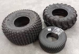 lot 3251 image: Lot of 3 Different Tires  TracGard N766 Turf Bias Tire, 15X600-6 - ITP Mud Lite 22 x 8-10 & Carlisle Turf Tamer A. T. 22.5 x 10-8