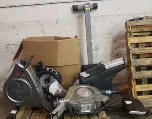 lot 3271 image: Pallet Of Miscellaneous Workout Equipment Parts Such As Recumbant Bike Parts & Rowing Machine Parts