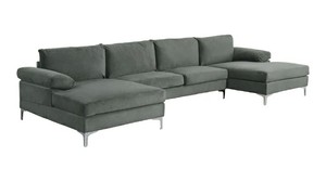 lot 3273 image: AMANDA XL Modern Velvet Oversized Sectional Sofa - 29 x 130.5 x 52.2   3 Boxes  Complete Set-  $800 Sofa Here Folks