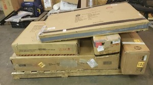 lot 3274 image: Pallet Of Miscellaneous  of  Furniture Parts With Table Tops & Swing Set Parts