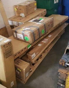 lot 3275 image: Pallet Of 11 Different Parts Of Furniture  Cabinets, Tables, Dressers, And More Boxes (1 0f 2, 3 of 3, ect...)