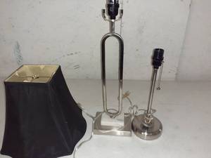 lot 3431 image: 22 & 14 Metal Table Lamps w Bonus Shade
