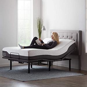 lot 3436 image: Lucid L600 Adjustable Bed Base Frame - Bluetooth Compatible with Companion App, Head and Foot Incline, Massage, Under Bed Lighting, Dual USB Charging Stations, Upholstered - Queen