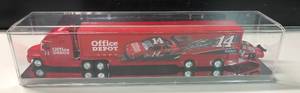 lot 1089 image: New In Display Case Tony Stewart #14 Office Depot 164 Scale Tractor Trailer Truck with Car