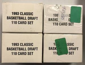 lot 1190 image: Lot of Four 1993 Classic Basketball Draft Picks Trading Cards - 110 Cards Each