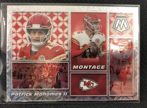 lot 1052 image: 2020 Panini Mosaic Patrick Mahomes Montage Kansas City Chiefs Football Card