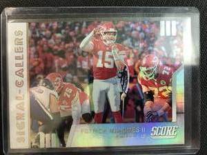 lot 1039 image: 2019 Panini Score Patrick Mahomes Signal Callers Insert Kansas City Chiefs Football Card