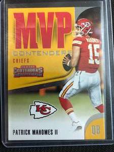 lot 1043 image: Two 2018 Contenders Patrick Mahomes Football Cards - 2018 2nd Year & 2018 MVP Contenders Inserts