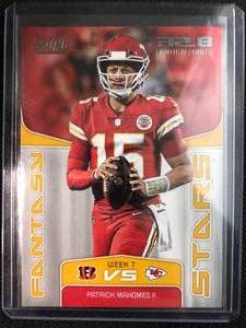 lot 1045 image: Two 2019 Score Patrick Mahomes Football Cards - 2018 3rd Year & 2018 Fantasy Stars Insert