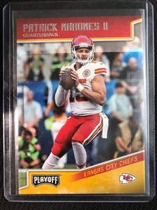 lot 1048 image: Two 2018 Patrick Mahomes II 2nd Year Football Cards - Playoff & Rookies & Stars
