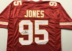 lot 1003 image: Signed Chris Jones Kansas City Chiefs #95 Custom Jersey with James Spence JSA Witnessed Authentication