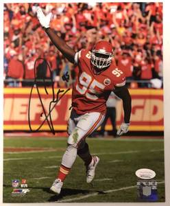 lot 1007 image: Signed Chris Jones Kansas City Chiefs #95 8x10 Photograph with James Spence JSA Witnessed Authentication
