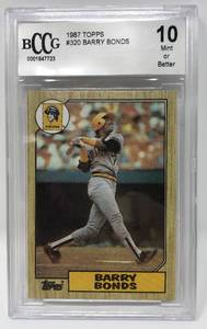lot 1020 image: BCCG 10 Mint or Better Beckett Graded Barry Bonds 1987 Topps Rookie Baseball Card