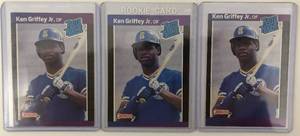 lot 1021 image: Three 1989 Donruss Ken Griffey Jr Rookie Cards